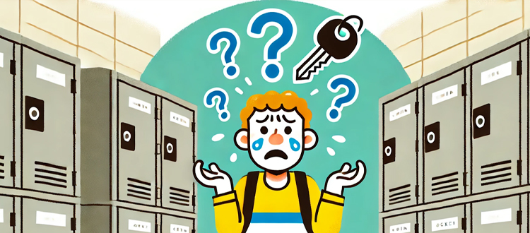 鍵がなくて困っている少年